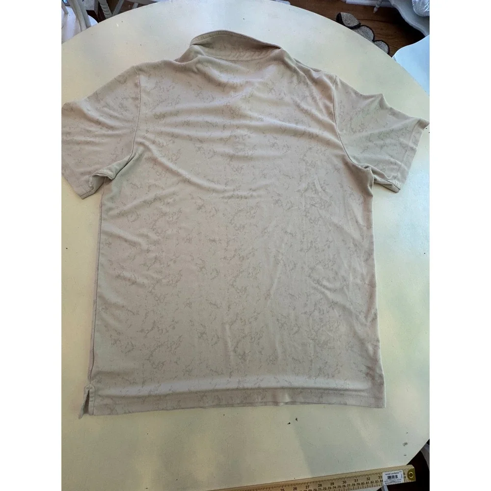 TravisMathew Mens XXL Beige Marble Print Short Sleeve Golf Polo Shirt‎ Tan